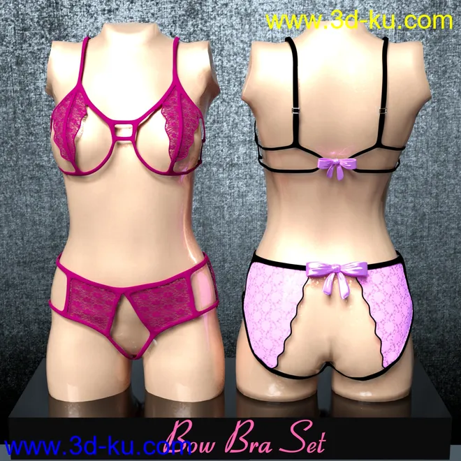Classic Underwear Bow Bra Set for G3F模型的图片1