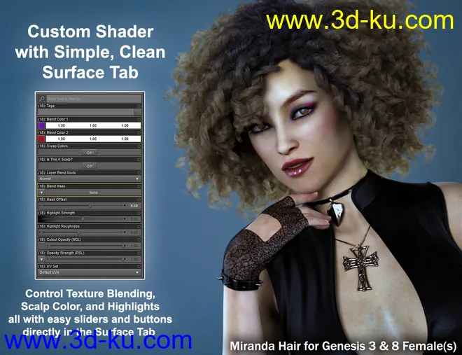 ColorWerks Extreme - Hair Texture Blending for Iray and dForce Hair模型的图片2