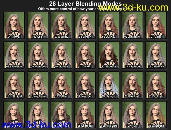 ColorWerks Extreme - Hair Texture Blending for Iray and dForce Hair模型的图片8