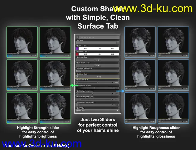 ColorWerks Extreme - Hair Texture Blending for Iray and dForce Hair模型的图片13