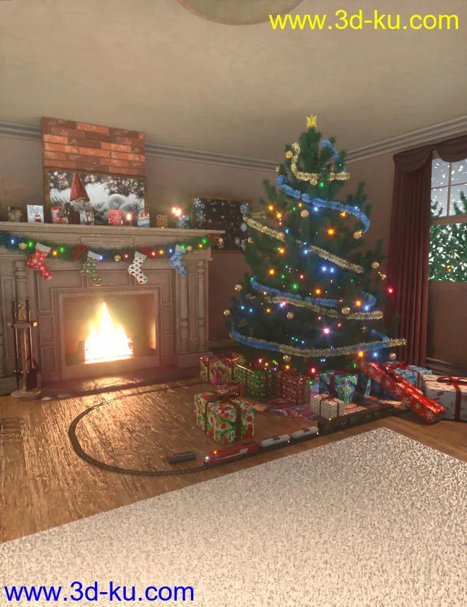 Cozy Christmas Living Room模型的图片2