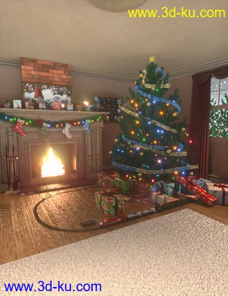 3D打印模型Cozy Christmas Living Room的图片