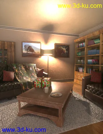 3D打印模型Cozy Christmas Living Room的图片