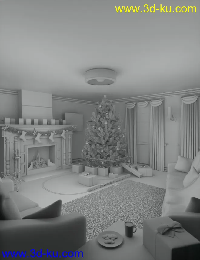 Cozy Christmas Living Room模型的图片7