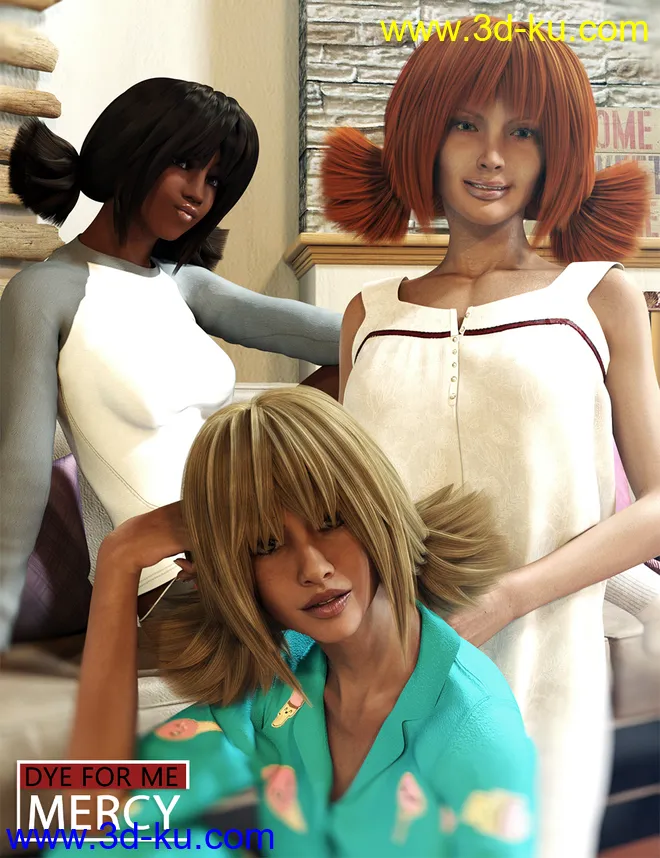 D4M Mercy Hair for Genesis 3 Female(s)模型的图片1