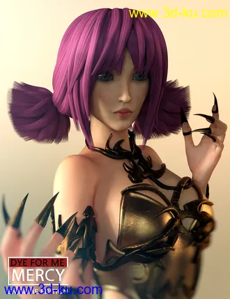 3D打印模型D4M Mercy Hair for Genesis 3 Female(s)的图片