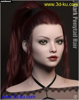 3D打印模型Dark Ponytail Hair for Genesis 3 and 8 Female的图片