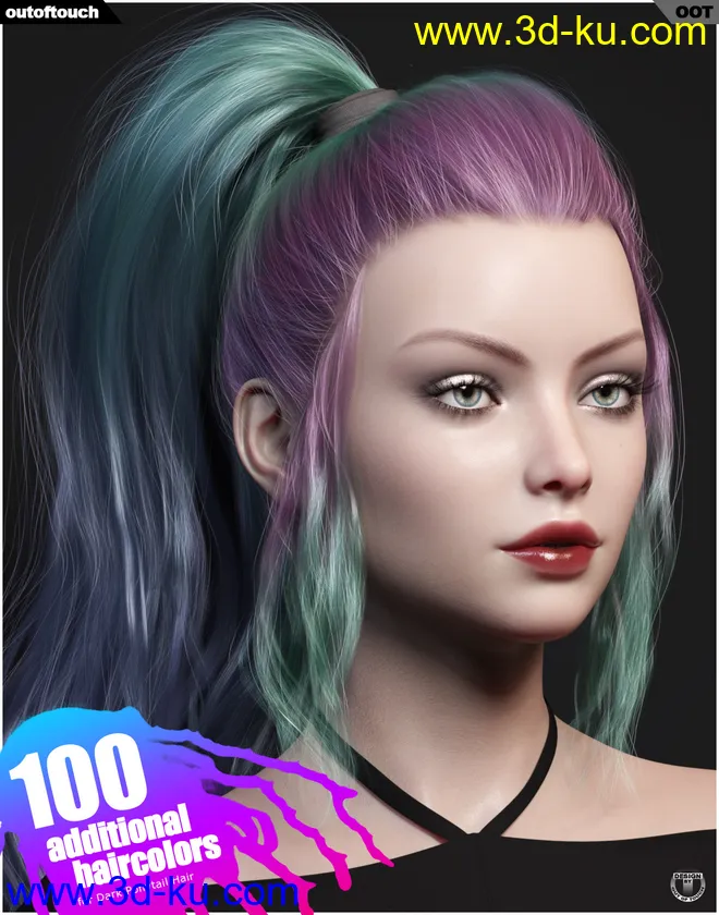 Dark Ponytail Hair Texture Expansion模型的图片1