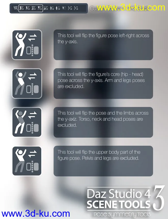Daz Studio 4 Scene Tools Set 3 - Pose Symmetry模型的图片2