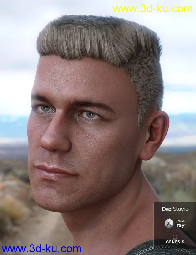 Derek Hair for Genesis 8 and Genesis 3 Male(s)模型的图片3