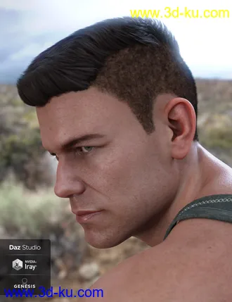 3D打印模型Derek Hair for Genesis 8 and Genesis 3 Male(s)的图片