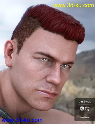 3D打印模型Derek Hair for Genesis 8 and Genesis 3 Male(s)的图片