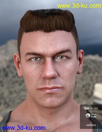 3D打印模型Derek Hair for Genesis 8 and Genesis 3 Male(s)的图片