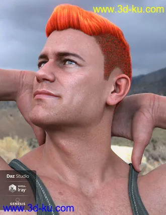 3D打印模型Derek Hair for Genesis 8 and Genesis 3 Male(s)的图片
