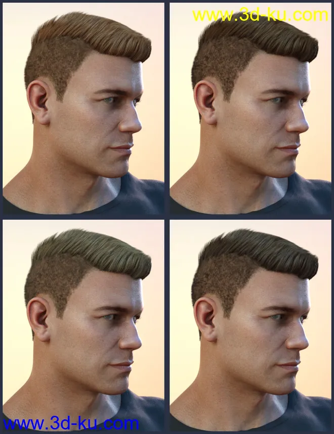 Derek Hair for Genesis 8 and Genesis 3 Male(s)模型的图片10