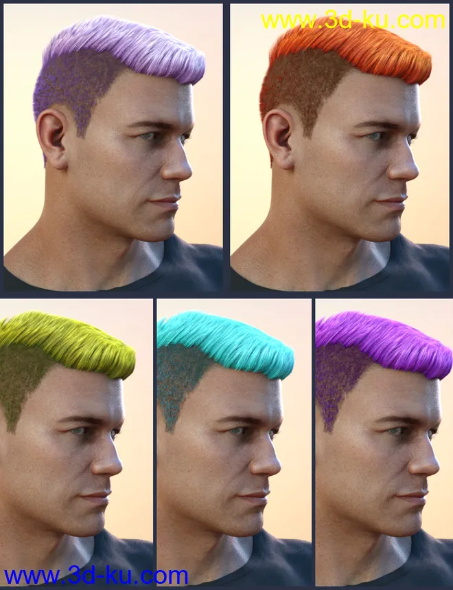 Derek Hair for Genesis 8 and Genesis 3 Male(s)模型的图片16