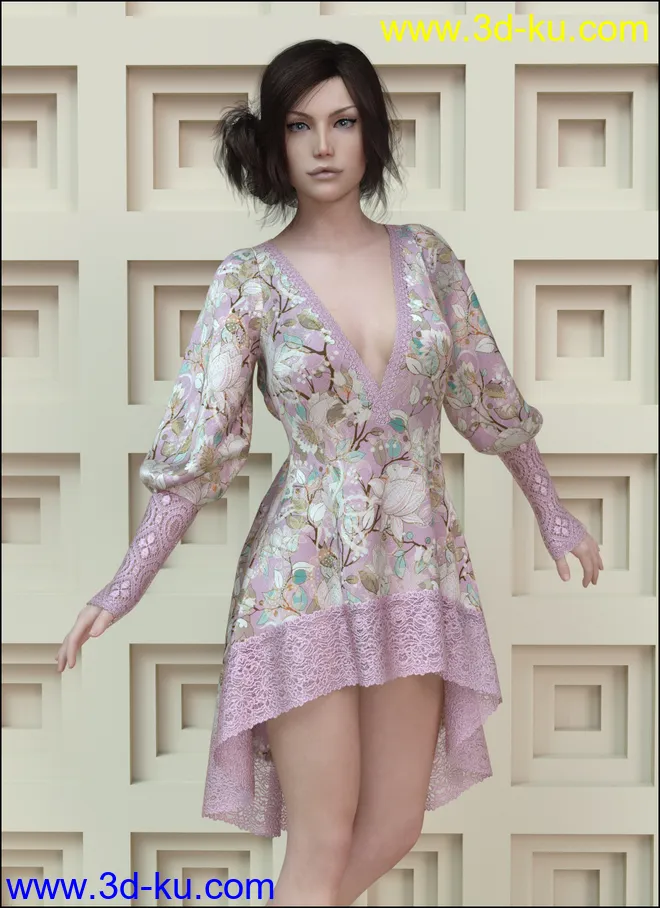 dForce - Agatha Dress for G8F模型的图片1