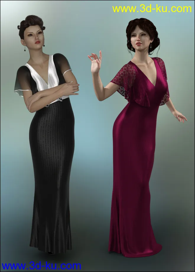 dForce - Butterfly Gown for G8F模型的图片1