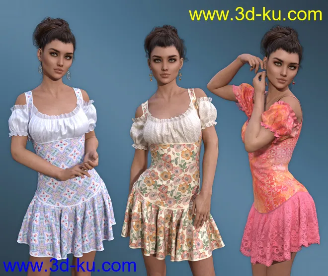 dForce - Rosy Dress for G8F模型的图片1