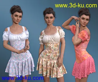 3D打印模型dForce - Rosy Dress for G8F的图片