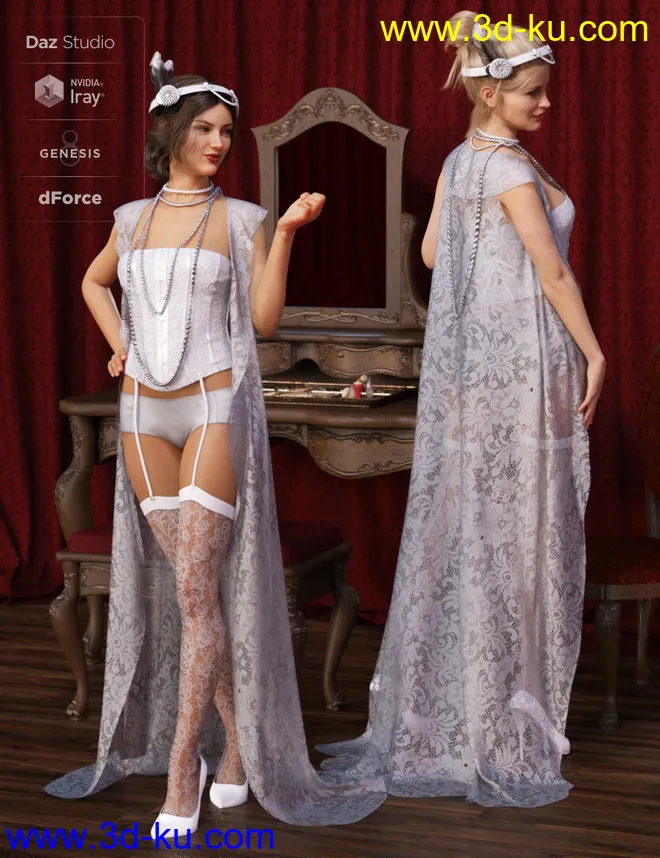 dForce 1920s Boudoir Outfit for Genesis 8 Female(s)dForce 1920s Boudoir Outfit for Genesis 8 Female(s)模型的图片4
