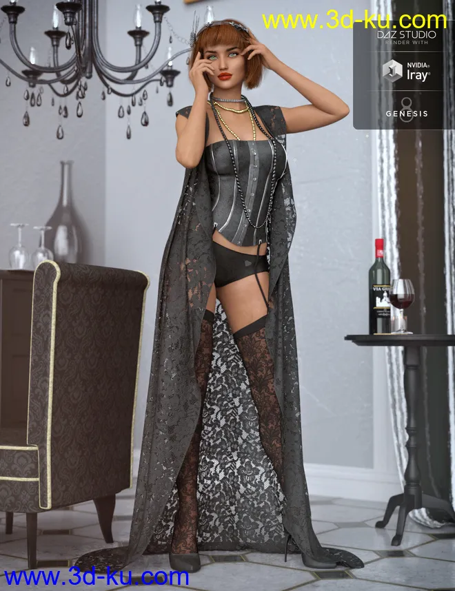 dForce 1920s Boudoir Textures模型的图片5