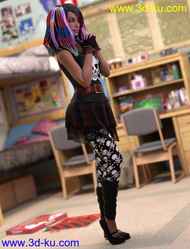 dForce 80's Valley Girl Outfit for Genesis 8 Female(s)模型的图片4