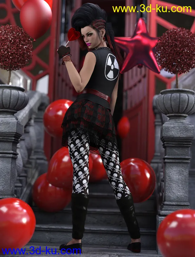 dForce 80's Valley Girl Outfit for Genesis 8 Female(s)模型的图片5