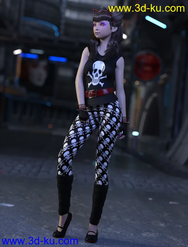 dForce 80's Valley Girl Outfit for Genesis 8 Female(s)模型的图片6