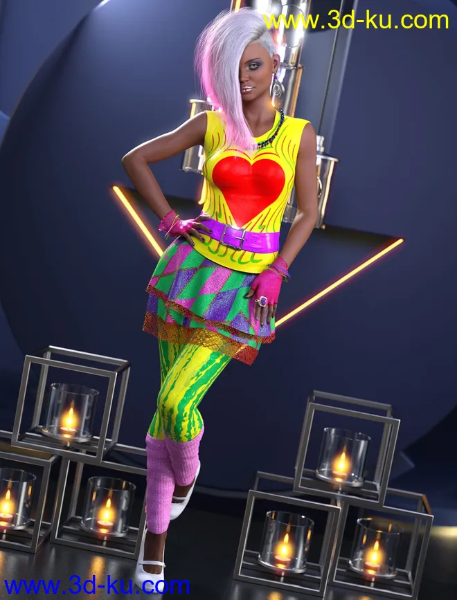 dForce 80's Valley Girl Outfit for Genesis 8 Female(s)模型的图片7