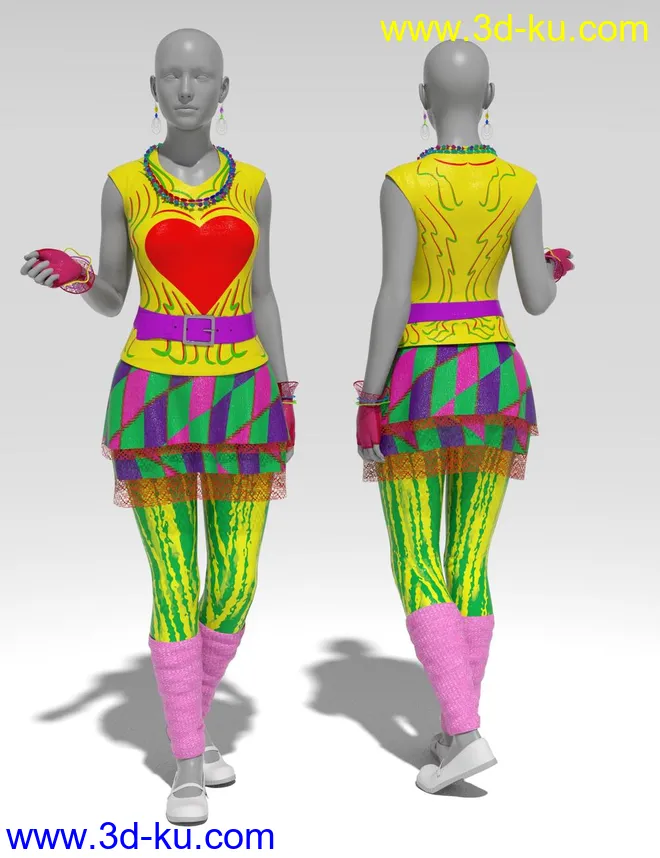 dForce 80's Valley Girl Outfit for Genesis 8 Female(s)模型的图片9