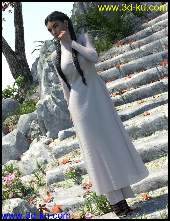 dForce Ao Dai Outfit for Genesis 8 Female(s)模型的图片1