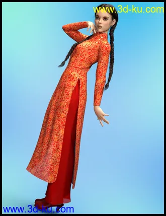 3D打印模型dForce Ao Dai Outfit for Genesis 8 Female(s)的图片