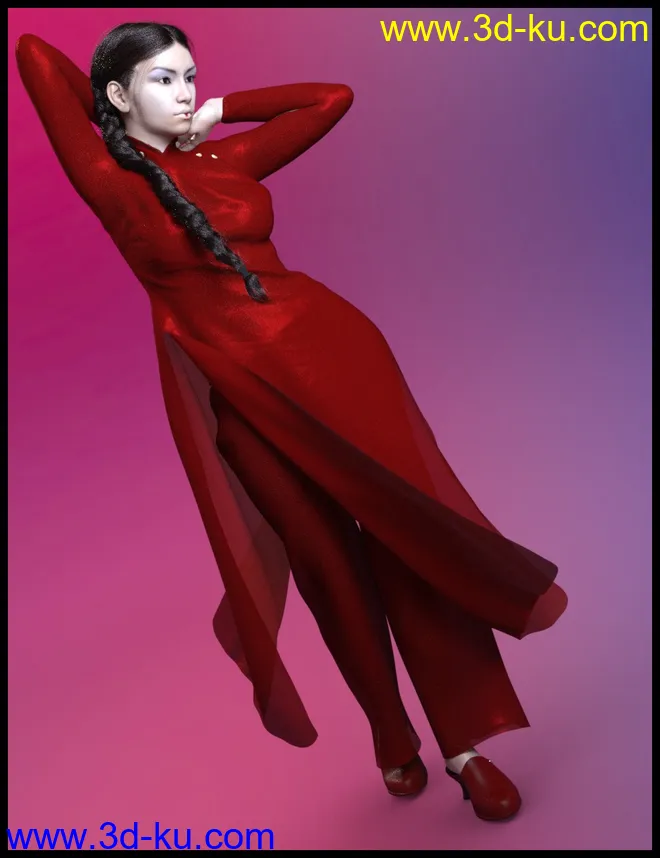 dForce Ao Dai Outfit for Genesis 8 Female(s)模型的图片5