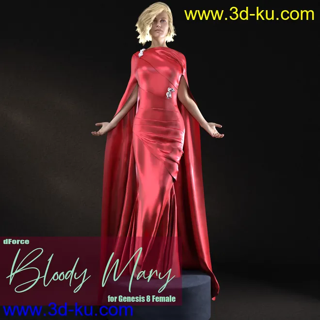 dForce Bloody Mary Dress for Genesis 8 Female模型的图片1