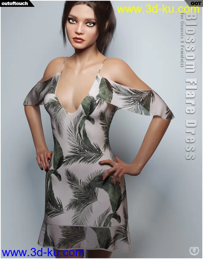 dForce Blossom Flare Dress for Genesis 8 Female模型的图片1