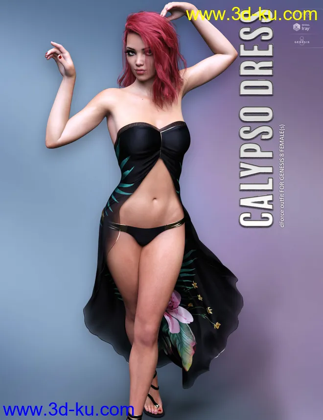 dForce Calypso Dress for Genesis 8 Females模型的图片1