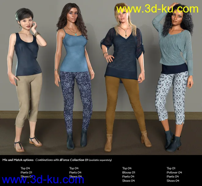 dForce Collection 04 - Casual Outfit for Genesis 8 Female(s)模型的图片7