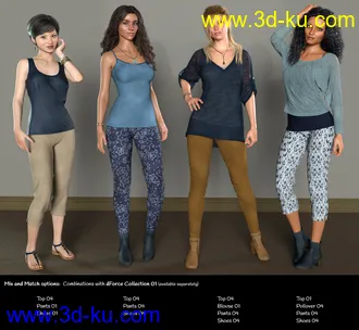 3D打印模型dForce Collection 04 - Casual Outfit for Genesis 8 Female(s)的图片