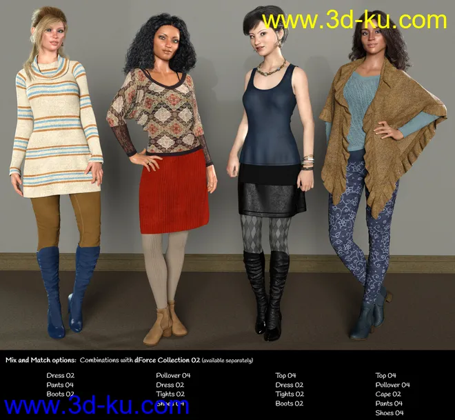 dForce Collection 04 - Casual Outfit for Genesis 8 Female(s)模型的图片8