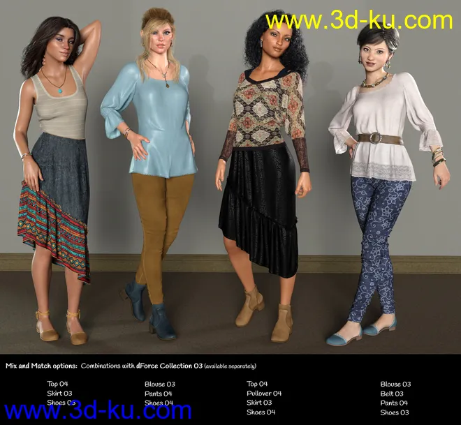 dForce Collection 04 - Casual Outfit for Genesis 8 Female(s)模型的图片9