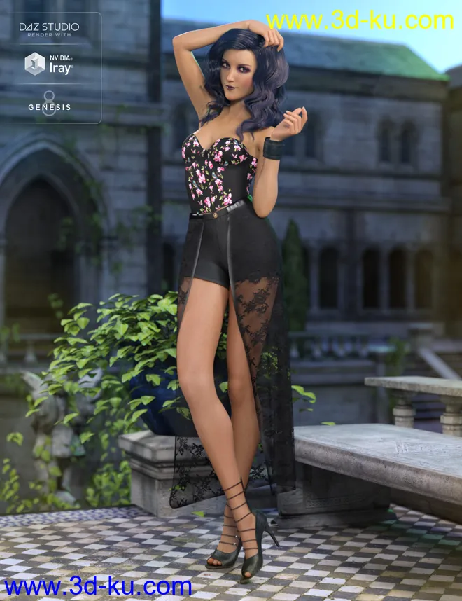 dForce Corset Skirt Outfit for Genesis 8 Female(s)模型的图片2