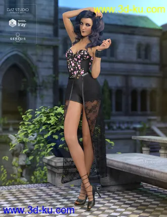 3D打印模型dForce Corset Skirt Outfit for Genesis 8 Female(s)的图片