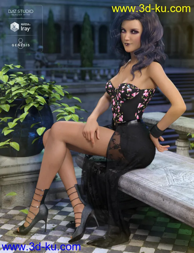 dForce Corset Skirt Outfit for Genesis 8 Female(s)模型的图片3