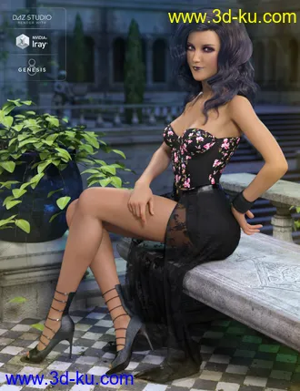 3D打印模型dForce Corset Skirt Outfit for Genesis 8 Female(s)的图片