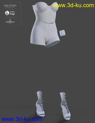 3D打印模型dForce Corset Skirt Outfit for Genesis 8 Female(s)的图片