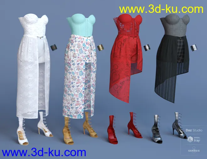 dForce Corset Skirt Outfit Textures模型的图片6