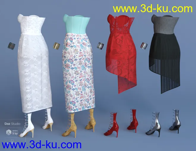 dForce Corset Skirt Outfit Textures模型的图片7