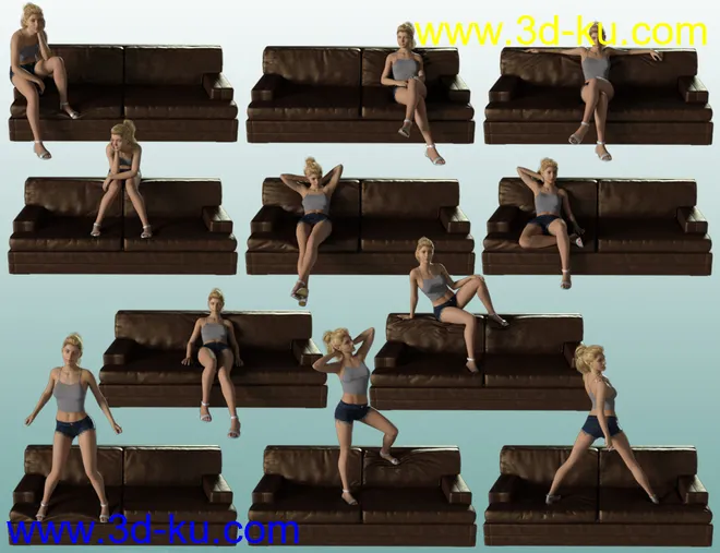 dForce Couch and Poses for Genesis 8模型的图片5