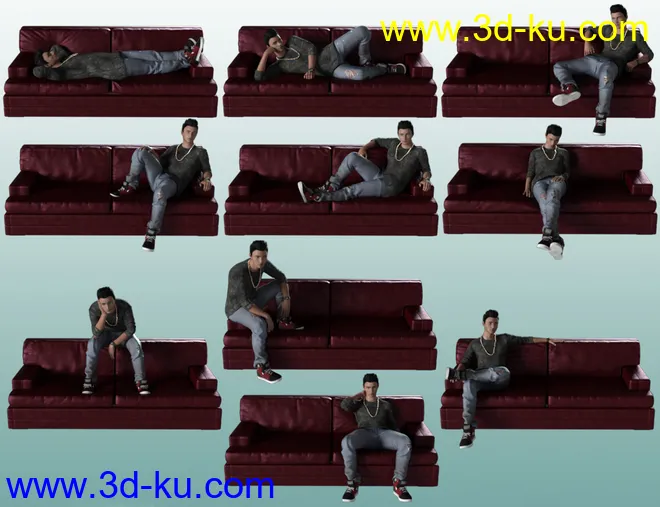 dForce Couch and Poses for Genesis 8模型的图片6